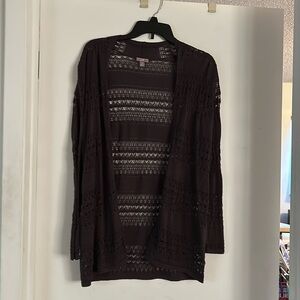 JJill lattice work sweater, S, grey